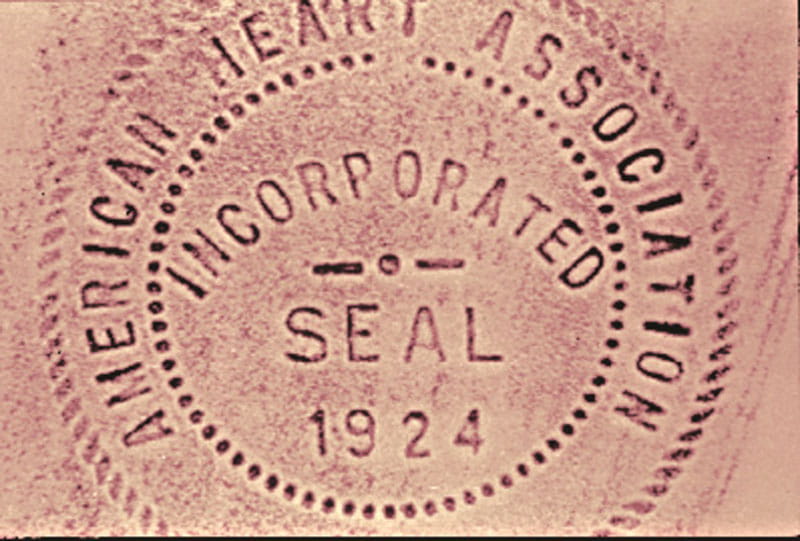 The seal from the AHA's certificate of incorporation. (91Ƶ archives)